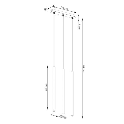 Lampa wisząca potrójna Pastelo 3xG9 listwa beżowa