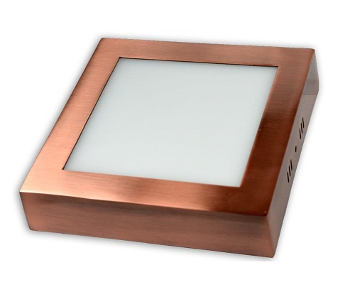Plafon LED 12W kolor mosiądz oprawa  natynkowy kwadrat - biała ciepła