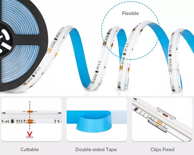 Taśma LED Digital COB RGB 24V 20W WS2811 5m