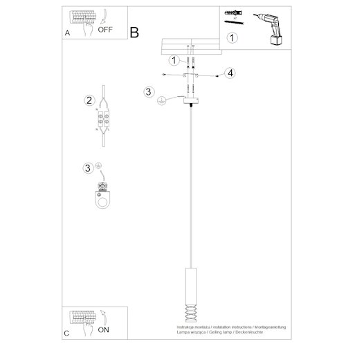 Lampa wisząca Tuba Lami 1xGU10 biała