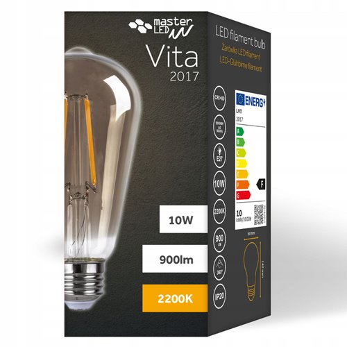 Żarówka LED E27 Filament ST64 10W dymiona 2200K