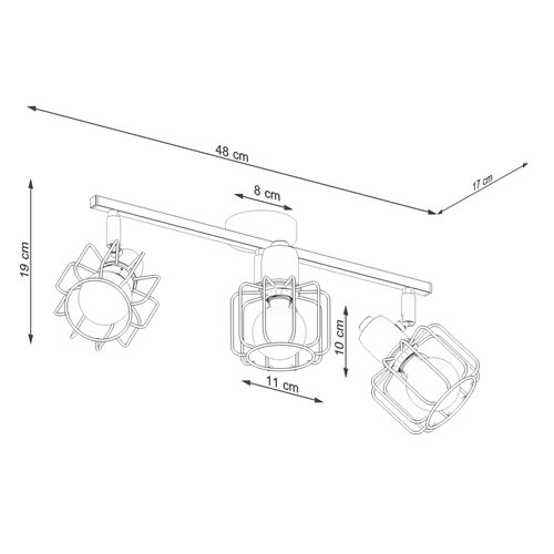 Lampa sufitowa listwa BELUCI 3xE14 czarna