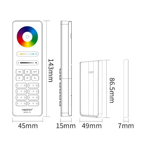 Pilot Mi-Light C8 biały RGB-CCT - 8 stref
