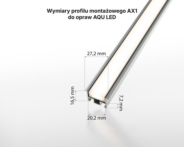 Profil montażowy AX1 wpuszczany do opraw AQU srebrny 2m