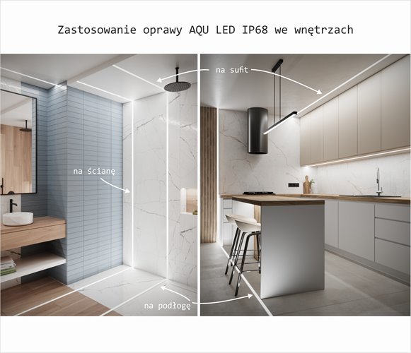 Oprawa liniowa LED IP68 AQU srebrna RGB 3m