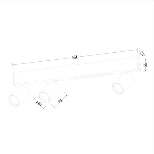 Kinkiet liniowy LED 5W + trzy reflektory GU10 - czarny