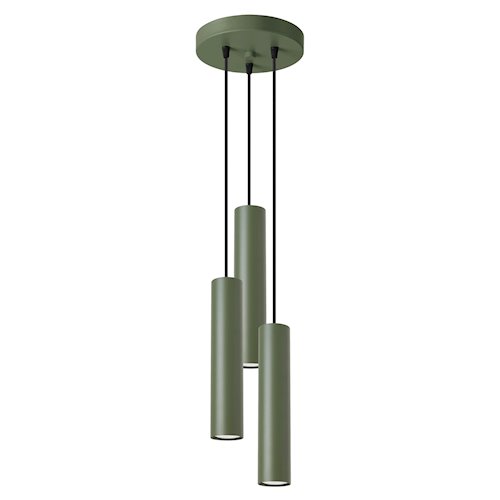Lampa wisząca potrójna Lagos 3xGU10 okrągła zielona oliwka