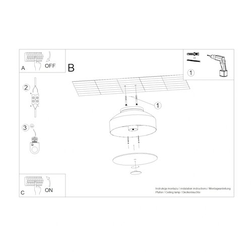 Lampa sufitowa okrągła Omiq 4xE27 żółta