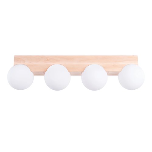 Lampa drewniana z mleczną kulą Bulbo 4xG9 naturalne drewno