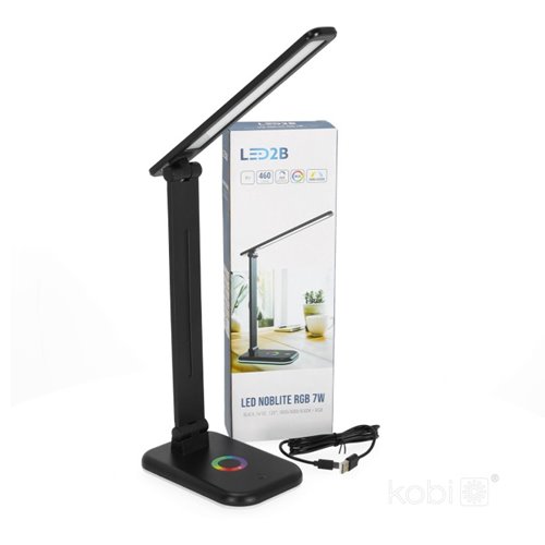 Lampka biurkowa LED Noblite 7W CCT ze światłem RGB czarna
