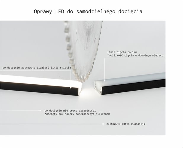 Oprawa liniowa LED IP68 AQU czarna 3000K 1m