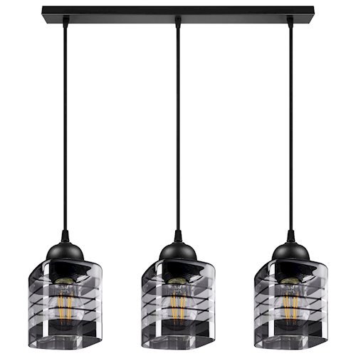 Lampa wisząca 3xE27 Trivo czarna ze szklanymi kloszami