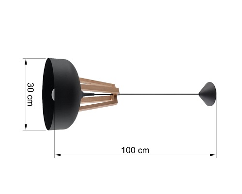 Lampa wisząca industrialna CASCO 1xE27 Czarna/Naturalne Drewno