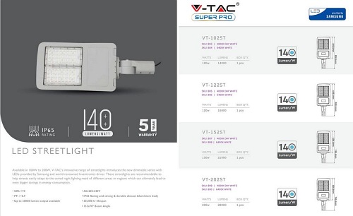 Oprawa Uliczna LED V-TAC Samsung 150W Class II DIM VT-152ST 5700K 21000lm