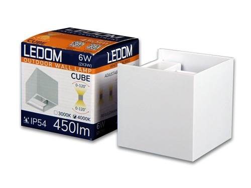 Kinkiet zewnętrzny LED 2x3W 4000K IP54 biały CUBE