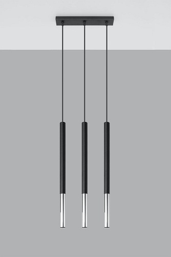 Lampa wisząca listwa 3xTuba G9 MOZAICA 3L czarny/chrom