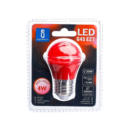 Żarówka LED E27 4W G45 Aigostar - czerwona