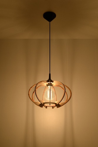 Lampa wisząca w stylu Boho MANDELINO 1xE27 Drewno