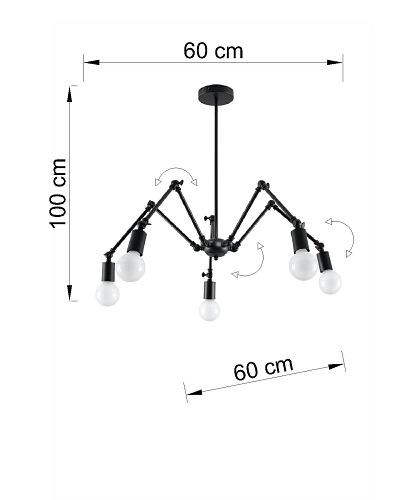 Żyrandol industrialny STARK 5xE27 czarny
