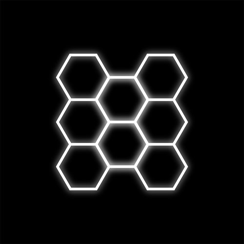 Lampa LED Hexagon 8xHEX czarna 280W 6500K