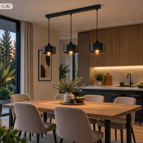 Potrójna lampa wisząca E27 Velto Loft listwa 60cm czarna