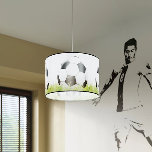Lampa wisząca dziecięca Football C 30 1xE27 biało-czarno-zielona