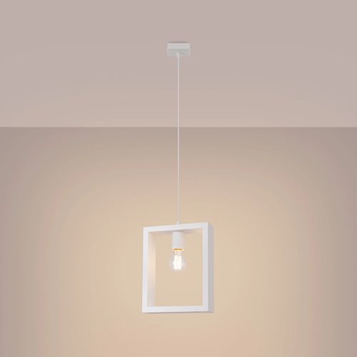 Lampa wisząca drewniana Aries 1xE27 biała