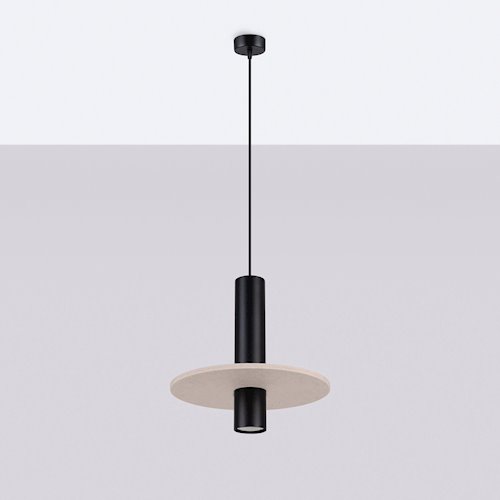 Lampa wisząca filcowa Pelta 1xGU10 czarno-beżowa