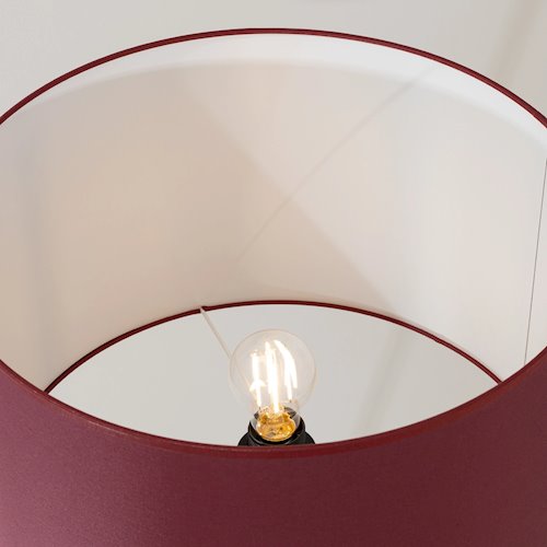 Lampa podłogowa drewniana Natt 1xE27 z burgundowym abażurem