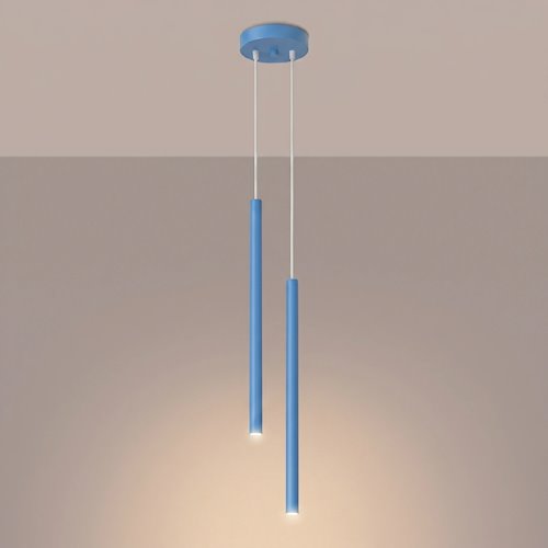 Lampa wisząca podwójna tuba Pastelo 2xG9 błękitna