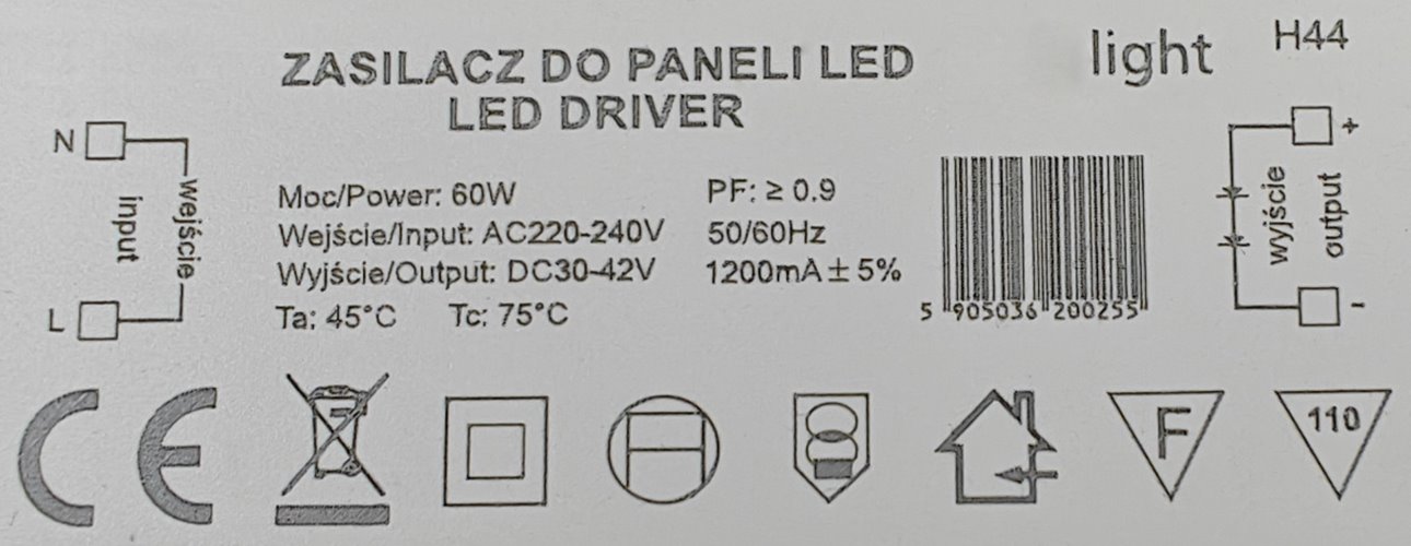 zasilacz stalopradowy driver 60w 1200ma