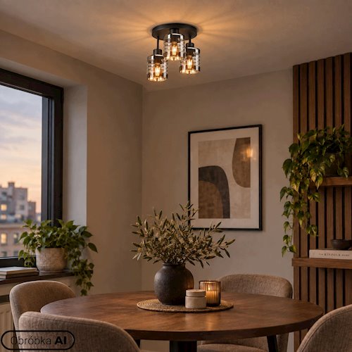 Lampa sufitowa 3xE27 Trivo czarna ze szklanymi kloszami