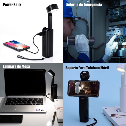 Lampa biurkowa LED 3W czarna - ściemnialna, Power Bank