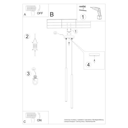 Lampa wisząca podwójna tuba Pastelo 2xG9 brązowa
