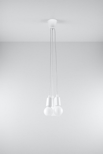 Lampa wisząca na kablu 3xE27 DIEGO biała