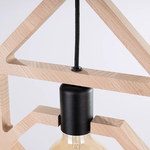 Lampa wisząca dekoracyjna Caro 1xE27 naturalne drewno/czarna