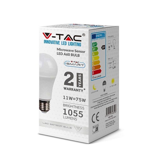 Żarówka LED V-TAC 11W E27 A60 Czujnik MV VT-2211 4000K 1055lm