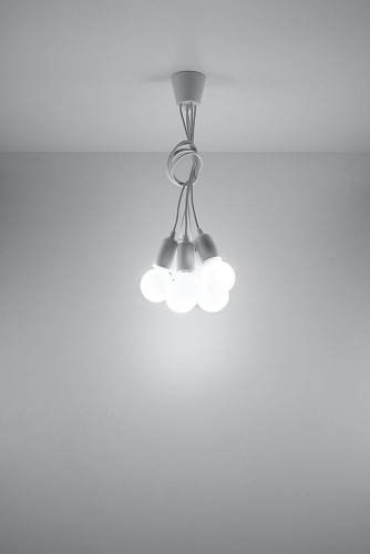 Lampa wisząca na kablu 5xE27 DIEGO biała