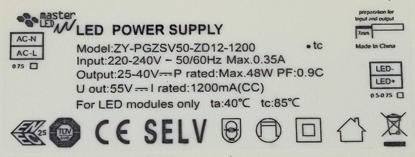 zasilacz stalopradowy driver 48w 1200ma