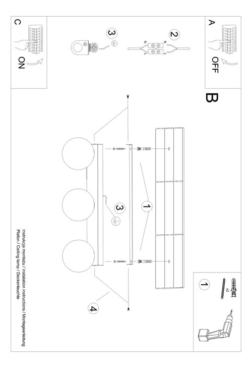 Lampa sufitowa mleczne kule YOLI 3xG9 biała