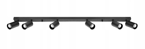 Lampa sufitowa listwa z 6 reflektorami GU10 - czarna