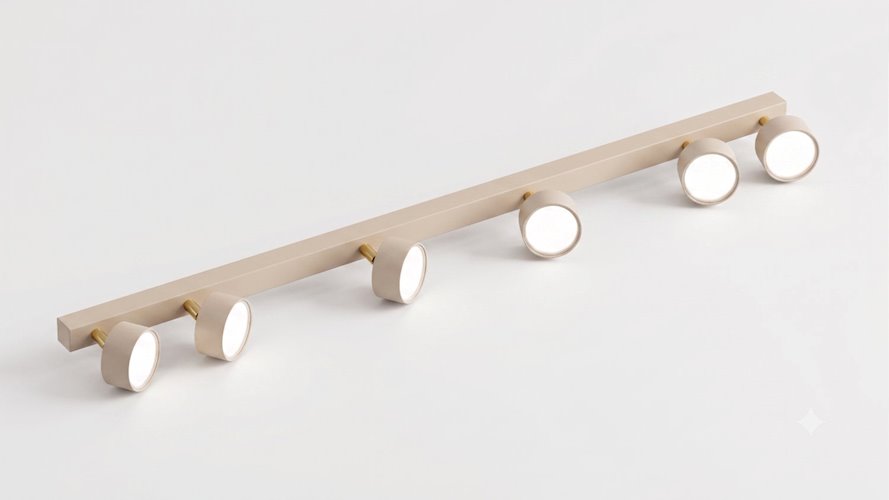 Listwa sufitowa 120cm z okrągłymi reflektorami 6xGX53 beżowa
