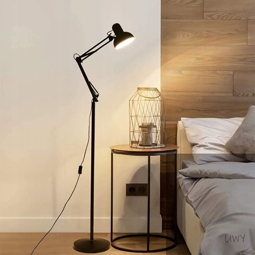 Lampka podłogowa 1xE27 czarna 185cm LENA
