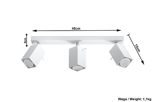 Lampa sufitowa biała reflektory MERIDA 3xGU10