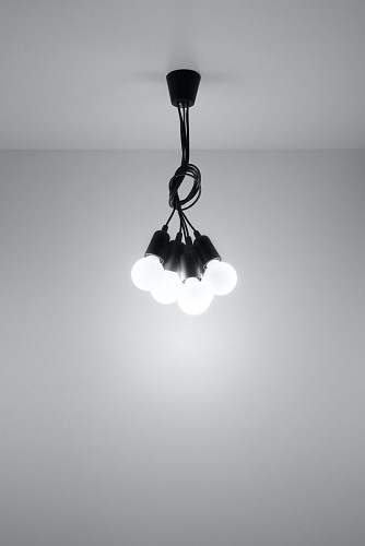 Lampa wisząca na kablu 5xE27 DIEGO czarna