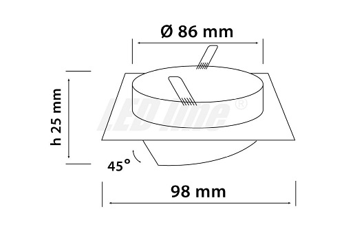 Oprawa sufitowa marki  LED line, kwadrat ruchoma, srebrna szczotkowana