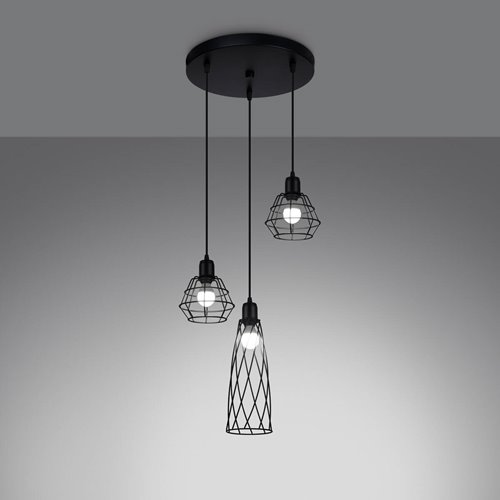 Lampa wisząca designerska SUBA 3xE27 czarna