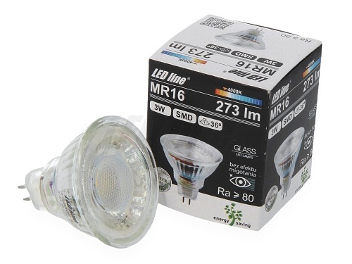 Żarówka ledowa MR16 GU5.3  LED line 3W 273lm 36° - biała dzienna 