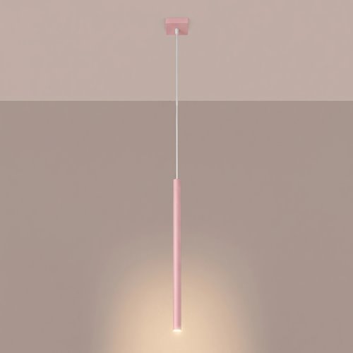 Lampa wisząca pojedyncza tuba Pastelo 1xG9 różowa