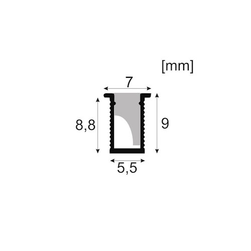 Profil LED wpuszczany wąski Tiny 7mm srebrny z kloszem 2m